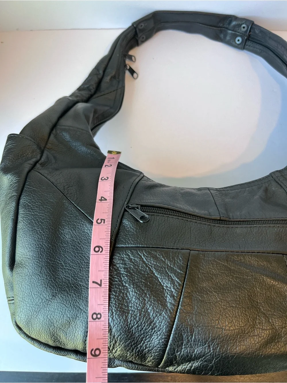 Vintage Patchwork Black Leather Hobo Bag Made in Mexico Shoulder Bag